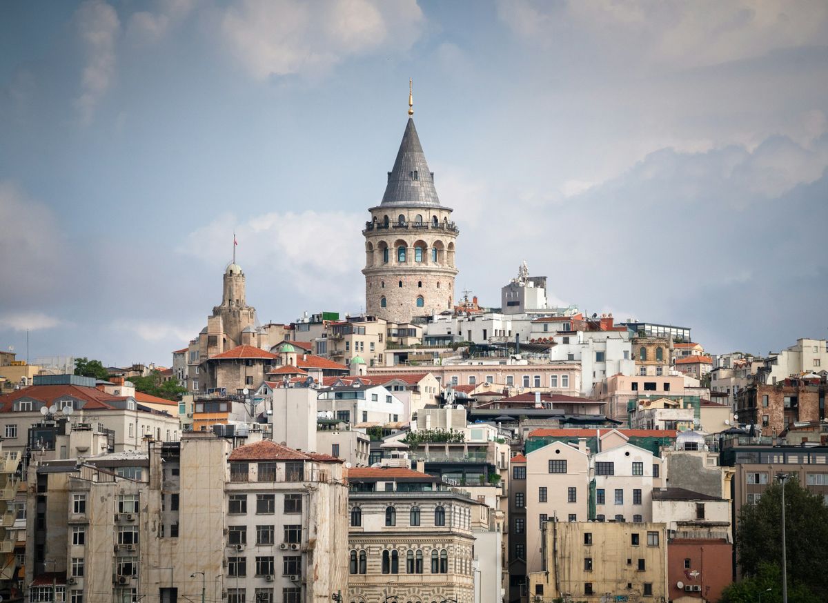 Galata Tower rising above surrounding buildings in Istanbul