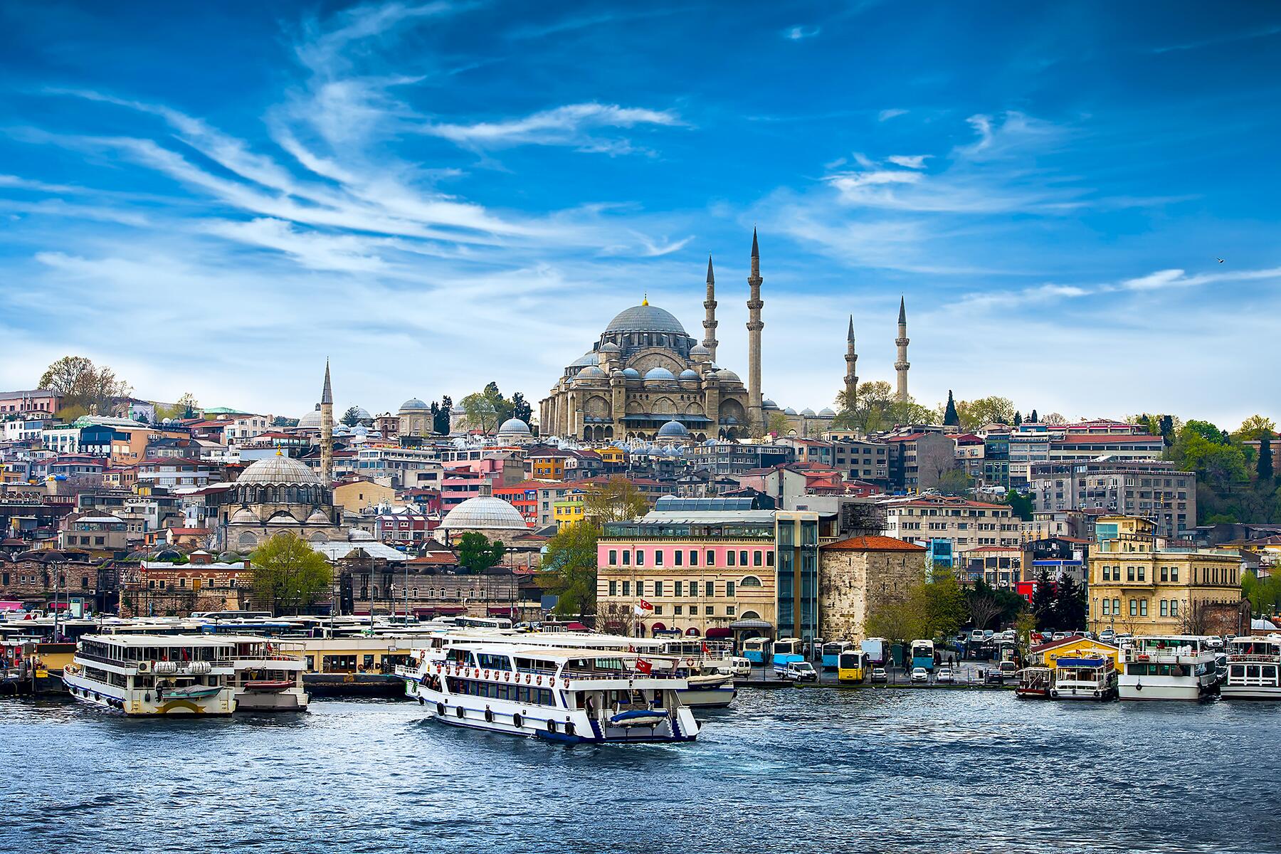 Wide view of Istanbul showing historic skyline and waterfront